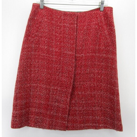 ESCADA Dresses & Skirts - Escada Skirt 12 Wrap A-Line Full Zip Virgin Wool Blend Knit Career 42